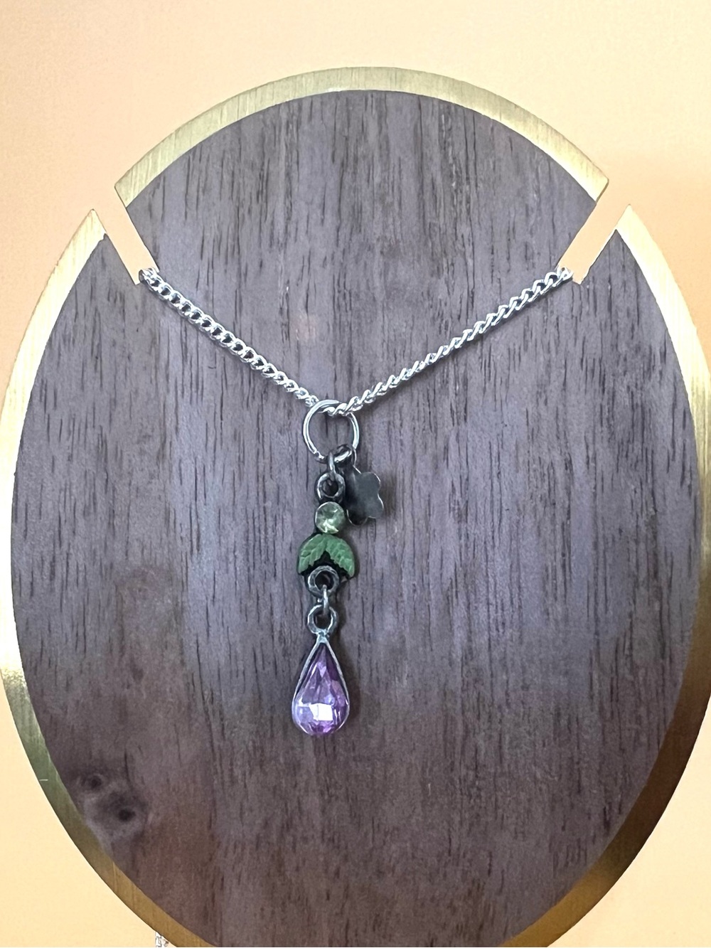 Delicate Purple Teardrop Pendant Necklace - Women Jewelry